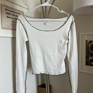 Topshop White Long Sleeve with Black Edging